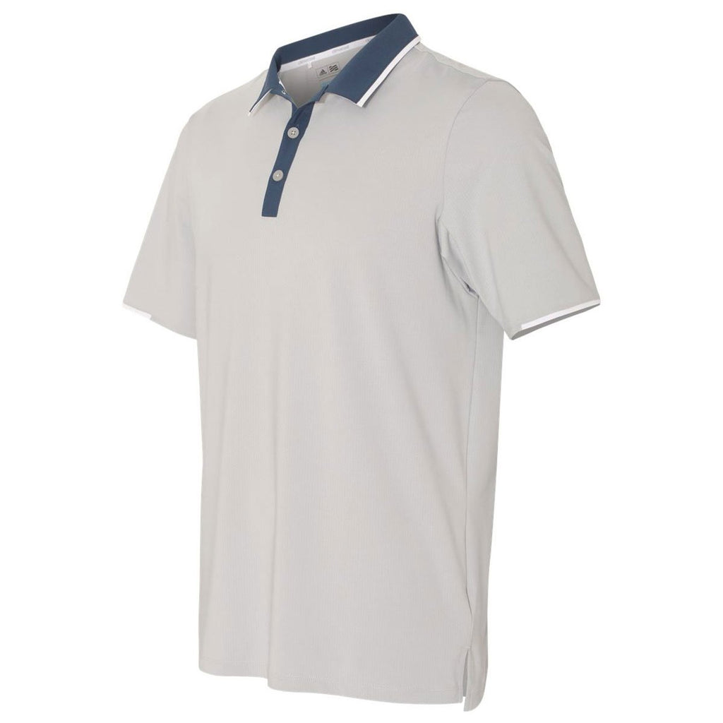 Adidas Golf Men's Stone/Mineral Blue/White Climacool Performance Colorblock Sport Shirt