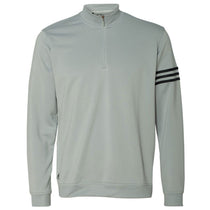 Adidas Golf Men's Chrome/Black Climalite 3-Stripes French Terry Quarter-Zip Pullover