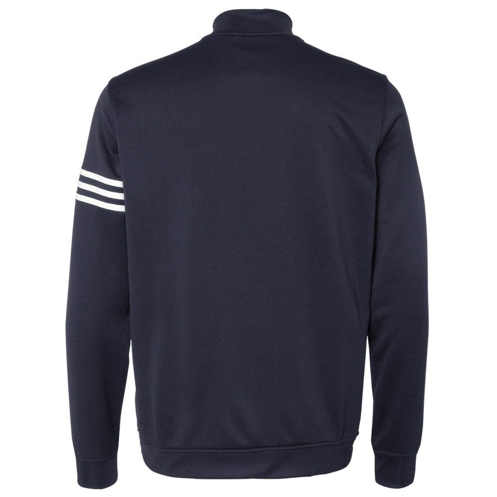 Adidas Golf Men's Navy/White Climalite 3-Stripes French Terry Quarter-Zip Pullover