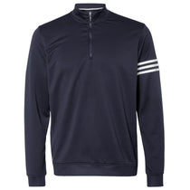 Adidas Golf Men's Navy/White Climalite 3-Stripes French Terry Quarter-Zip Pullover