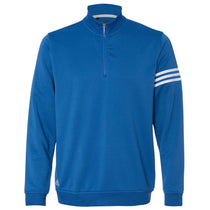 Adidas Golf Men's Ultramarine/White Climalite 3-Stripes French Terry Quarter-Zip Pullover