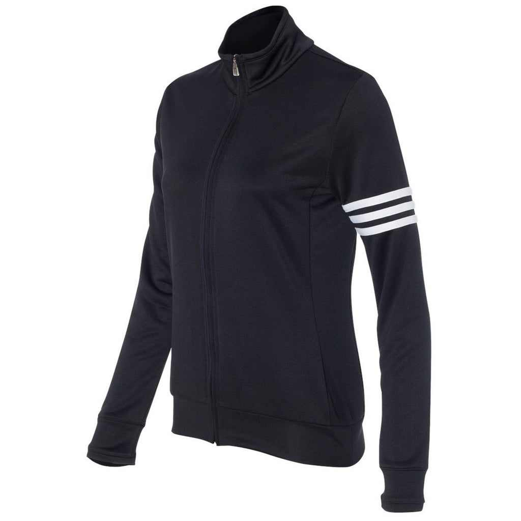 Adidas Golf Women's Black/White Climalite 3-Stripes French Terry Full-Zip Jacket