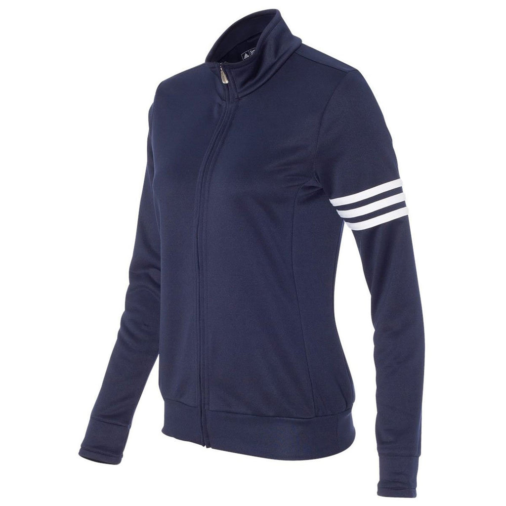 Adidas Golf Women's Navy/White Climalite 3-Stripes French Terry Full-Zip Jacket