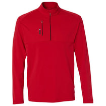Adidas Golf Men's Bold Red/Black Mixed Media Quarter-Zip Jacket
