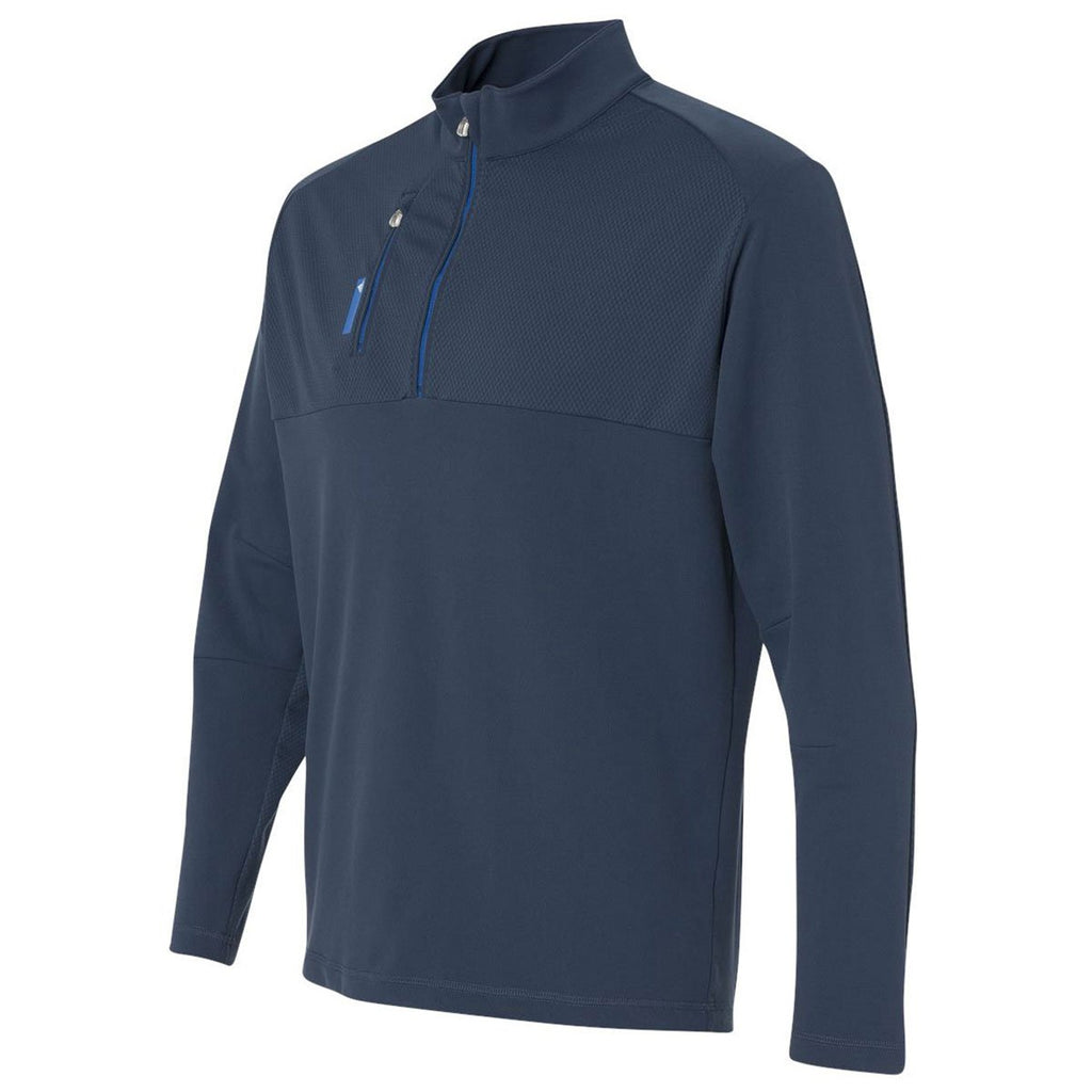 Adidas Golf Men's Rich Blue/Bright Royal Mixed Media Quarter-Zip Jacket