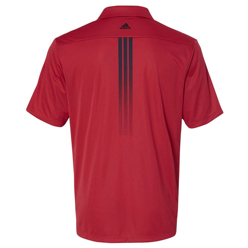 Adidas Golf Men's Bold Red Gradient 3-Stripes Sport Shirt
