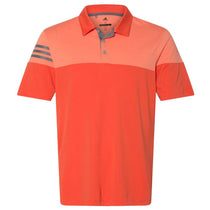Adidas Golf Men's Blaze Orange/Vista Grey Heather 3-Stripe Block Sport Shirt