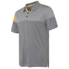 Adidas Golf Men's Vista Grey/EQT Yellow Heather 3-Stripe Block Sport Shirt