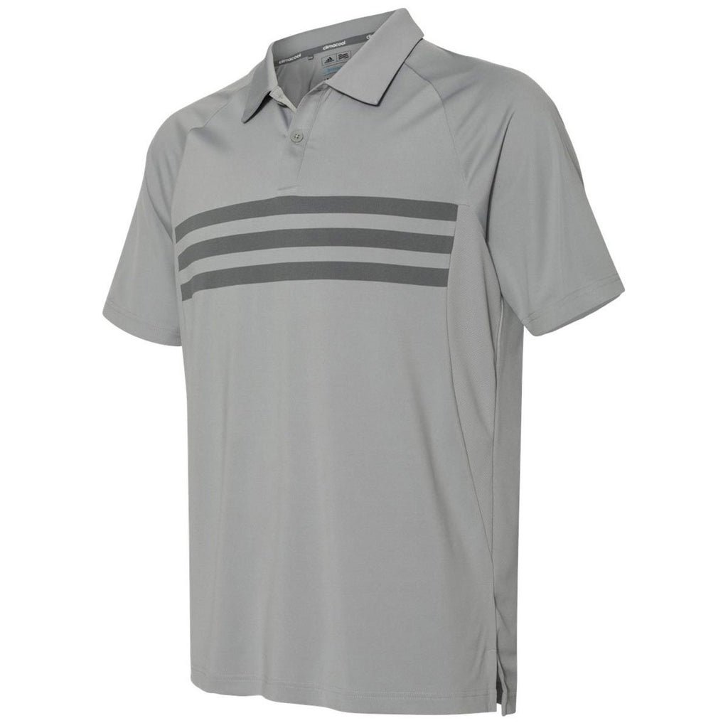 Adidas Golf Men's Mid Grey/Vista Grey/Mid Grey Climacool 3-Stripe Sport Shirt