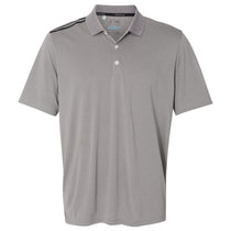 Adidas Golf Men's Medium Grey Heather/Black/Mid Grey Climacool 3-Stripes Shoulder Polo