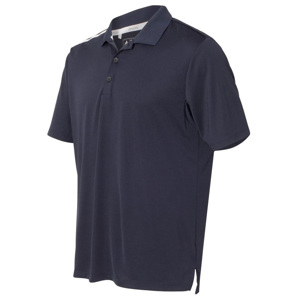 Adidas Golf Men's Navy/White/Mid Grey Climacool 3-Stripes Shoulder Polo