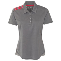 Adidas Golf Women's Black Heather/Ray Red/Stone Climacool 3-Stripes Shoulder Sport Shirt
