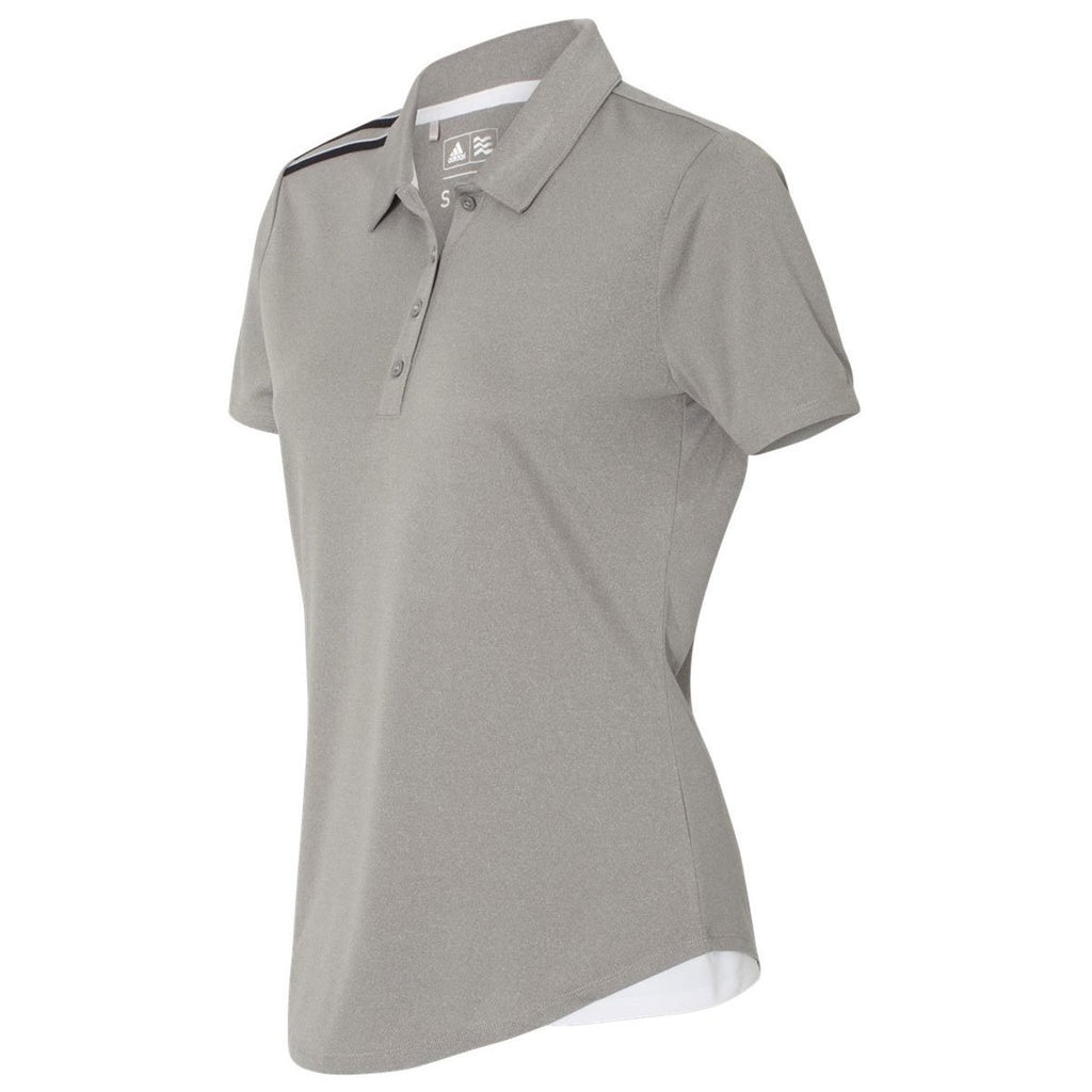 Adidas Golf Women's Medium Grey Heather/Black/Mid Grey Climacool 3-Stripes Shoulder Sport Shirt
