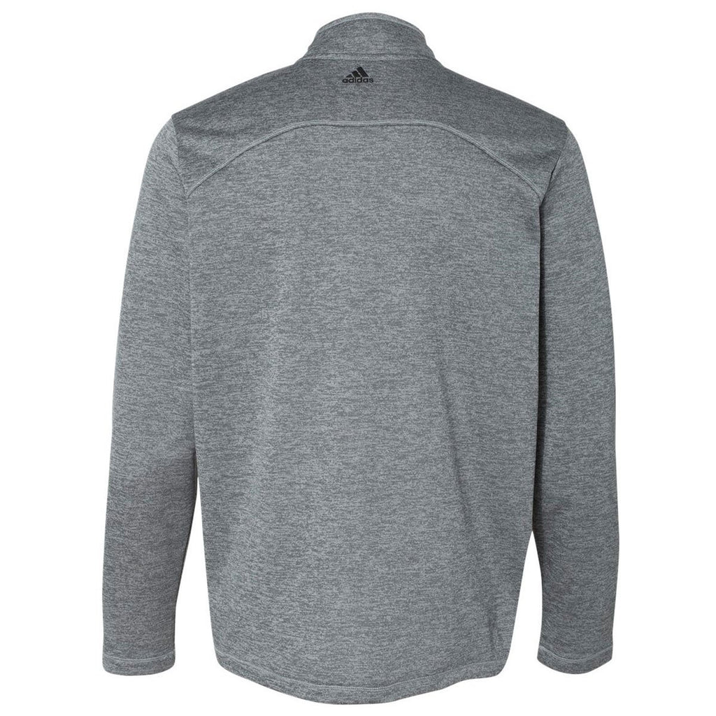 Adidas Golf Men's Mid Grey Heather/Black Brushed Terry Heather Quarter-Zip