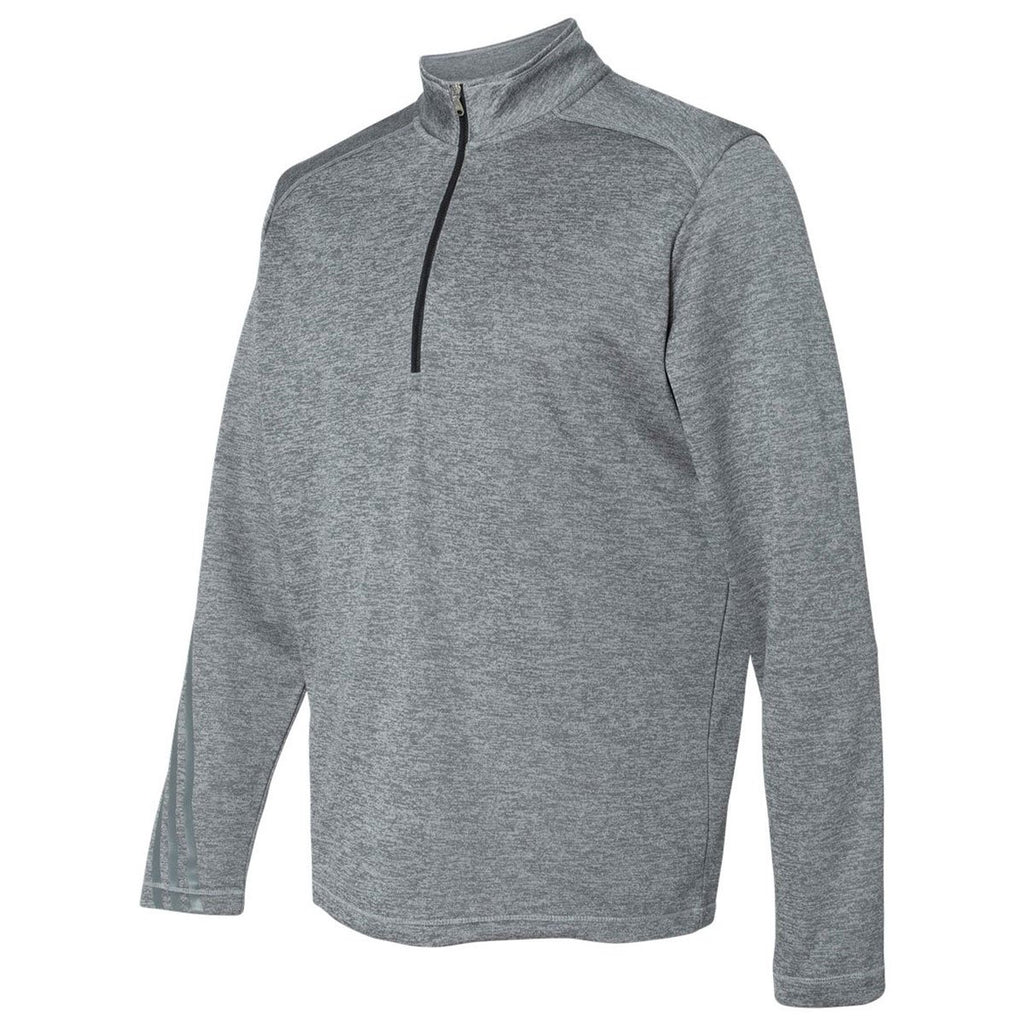 Adidas Golf Men's Mid Grey Heather/Black Brushed Terry Heather Quarter-Zip
