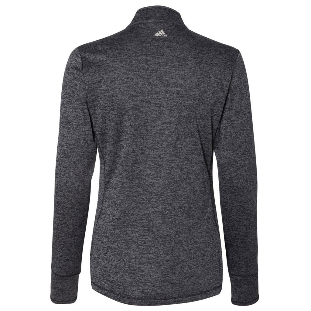 Adidas Golf Women's Black Heather/Mid Grey Brushed Terry Heather Quarter-Zip