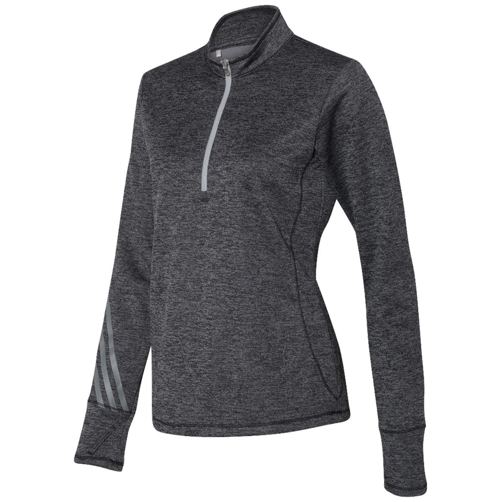 Adidas Golf Women's Black Heather/Mid Grey Brushed Terry Heather Quarter-Zip