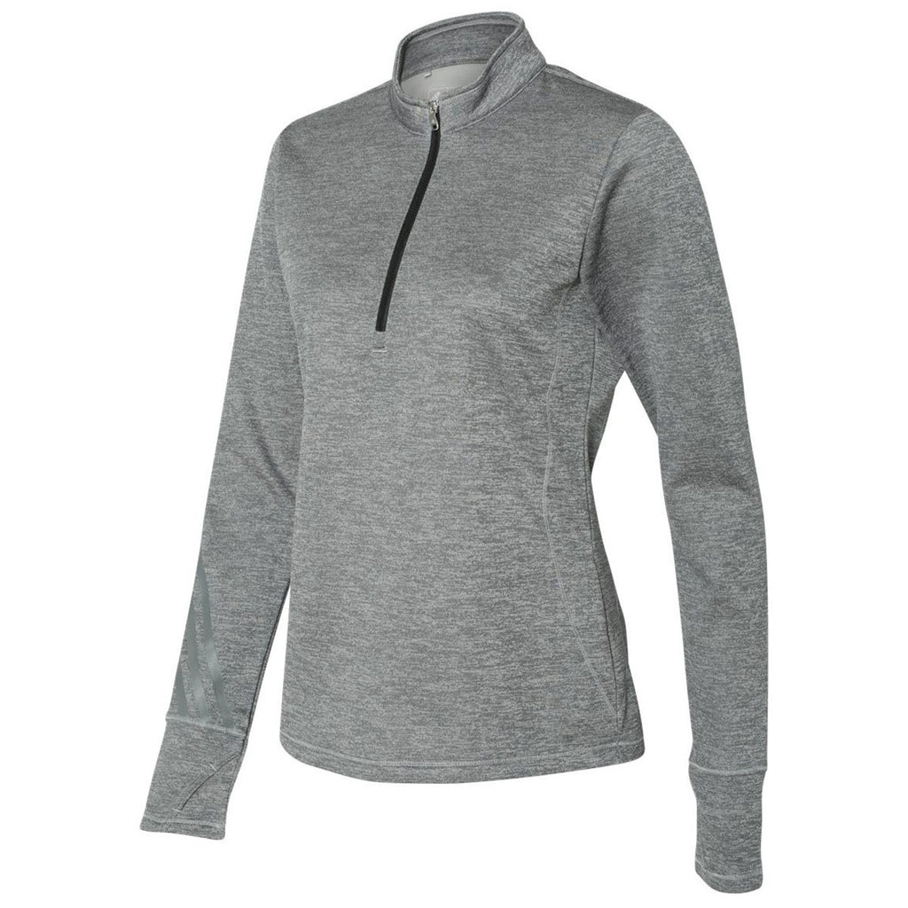 Adidas Golf Women's Mid Grey Heather/Black Brushed Terry Heather Quarter-Zip