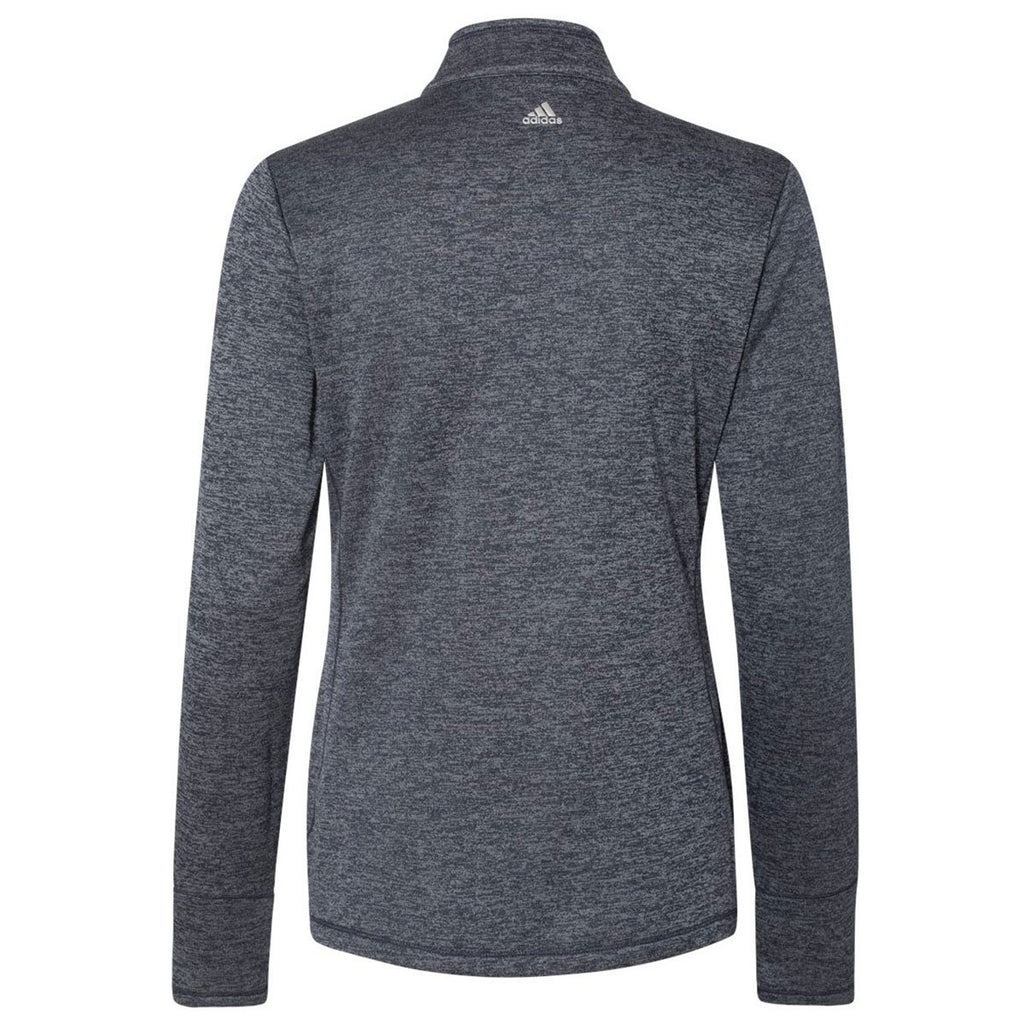 Adidas Golf Women's Navy Heather/Mid Grey Brushed Terry Heather Quarter-Zip