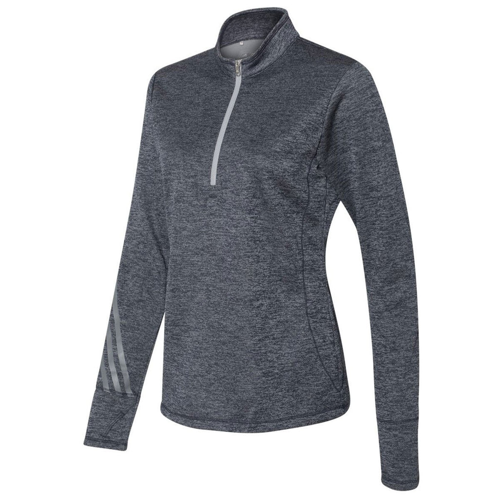Adidas Golf Women's Navy Heather/Mid Grey Brushed Terry Heather Quarter-Zip