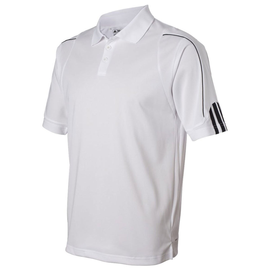 Adidas Golf Men's White/Black Climalite 3-Stripes Cuff Sport Shirt
