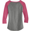 Alternative Apparel Women's Vintage Coal/Vintage Pink Outfield 3/4-Sleeve Vintage 50/50 Tee