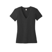 Alternative Apparel Women's Washed Black Weathered Slub So-Low V-Neck Tee