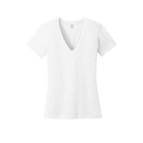 Alternative Apparel Women's White Weathered Slub So-Low V-Neck Tee