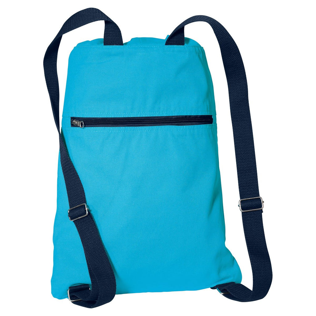 Port Authority Turquoise/Navy Canvas Cinch Pack