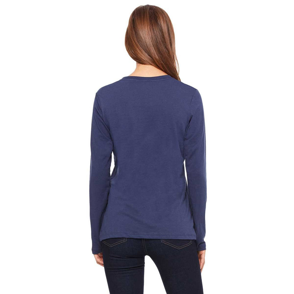 Bella + Canvas Women's Navy Jersey Long-Sleeve T-Shirt