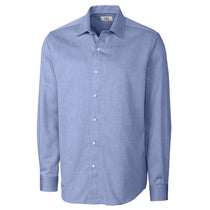 Cutter & Buck Men's Blue Tall Long Sleeve Epic Easy Care Mini Herringbone Shirt