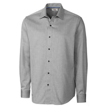 Cutter & Buck Men's Charcoal Tall Long Sleeve Epic Easy Care Mini Herringbone Shirt