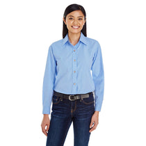 Backpacker Women's Light Blue Yarn-Dyed Micro-Check Woven