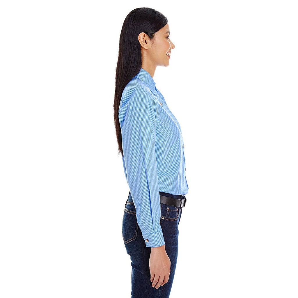 Backpacker Women's Light Blue Yarn-Dyed Micro-Check Woven