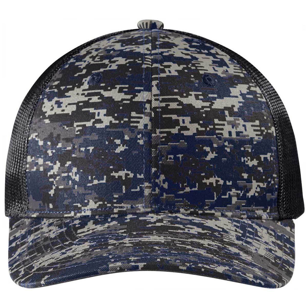 Port Authority Rich Navy Digi/Grey Steel Snapback Digi Camo Trucker Cap