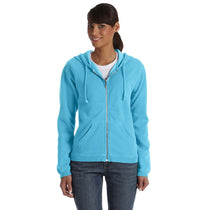 Comfort Colors Women's Lagoon Blue 9.5 oz. Full-Zip Hooded Sweatshirt