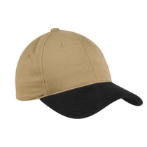 Port Authority Khaki/Black Two-Tone Brushed Twill Cap