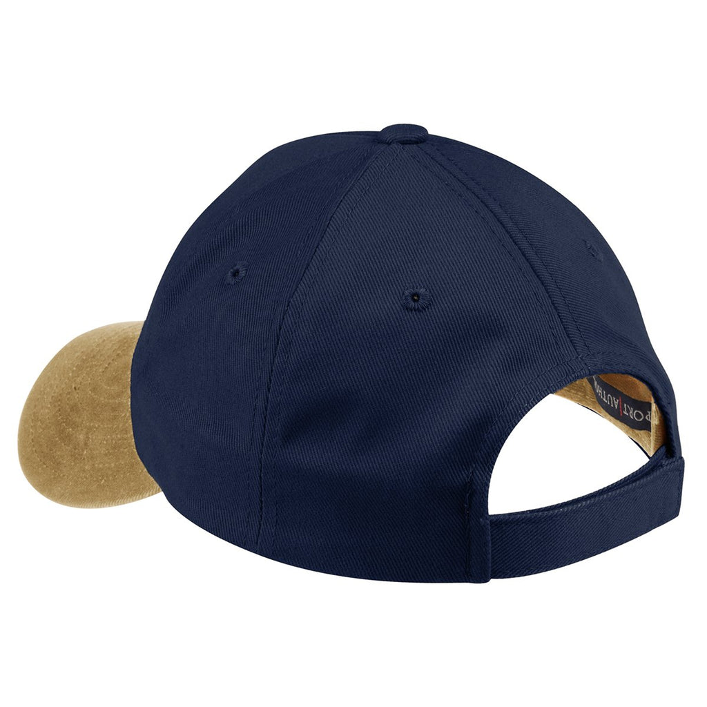 Port Authority Navy/Khaki Two-Tone Brushed Twill Cap