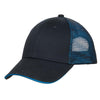 Port Authority Black/ Shock Blue Double Mesh Snapback Sandwich Bill Cap