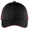 Port Authority Black/ Red Double Mesh Snapback Sandwich Bill Cap