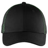 Port Authority Black/ Shock Green Double Mesh Snapback Sandwich Bill Cap