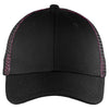 Port Authority Black/ Shock Pink Double Mesh Snapback Sandwich Bill Cap