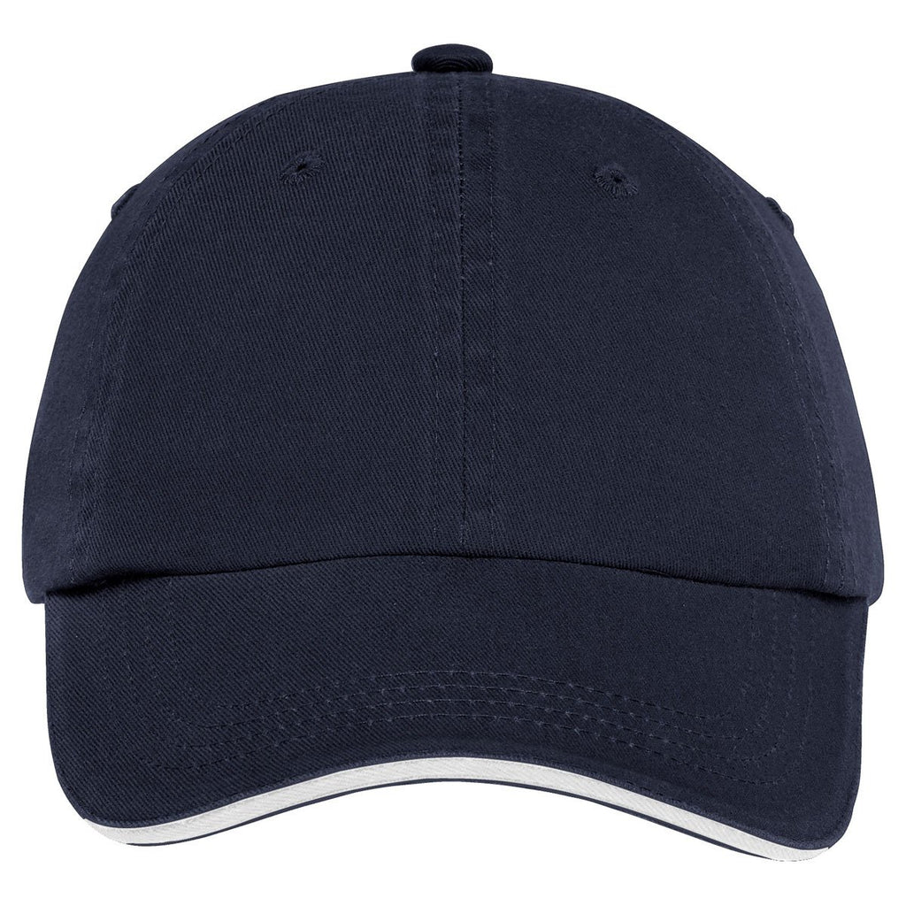 Port Authority Classic Navy/White Sandwich Bill Cap with Striped Closure