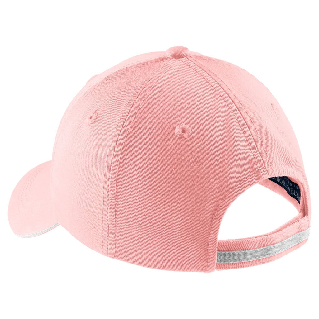 Port Authority Light Pink/White Sandwich Bill Cap with Striped Closure