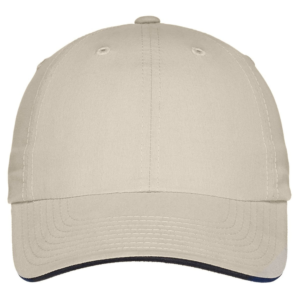 Port Authority Beige/Navy Sandwich Bill Cap