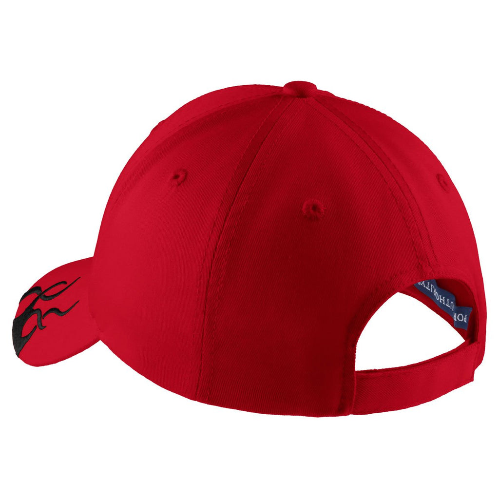 Port Authority Red/Black Racing Cap with Flames