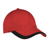 Port Authority Deep Red/Black Contrast Stripe Sandwich Bill Cap