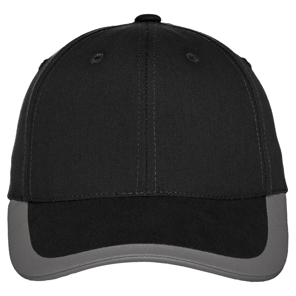 Port Authority Black/Graphite Contrast Stripe Sandwich Bill Cap