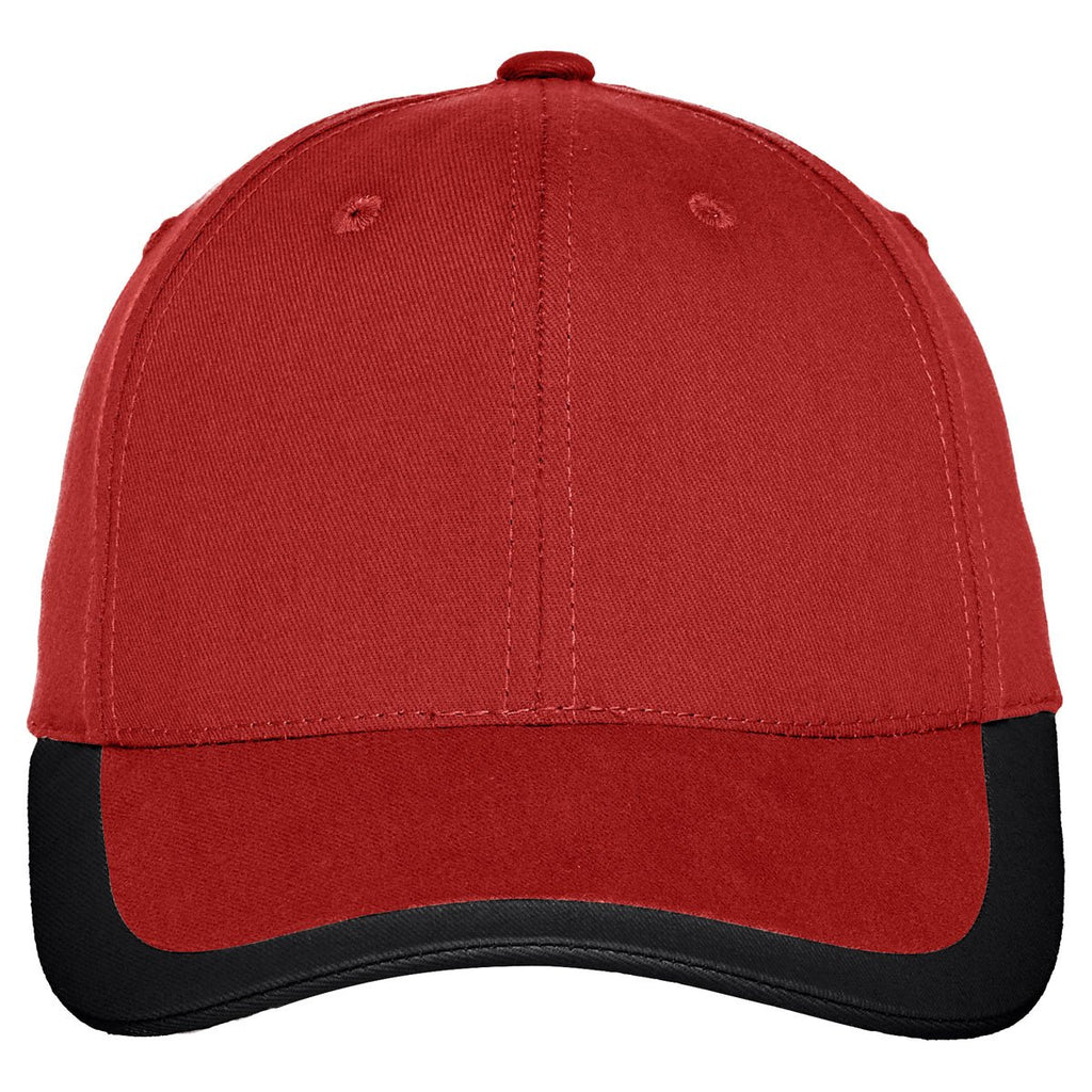 Port Authority Deep Red/Black Contrast Stripe Sandwich Bill Cap