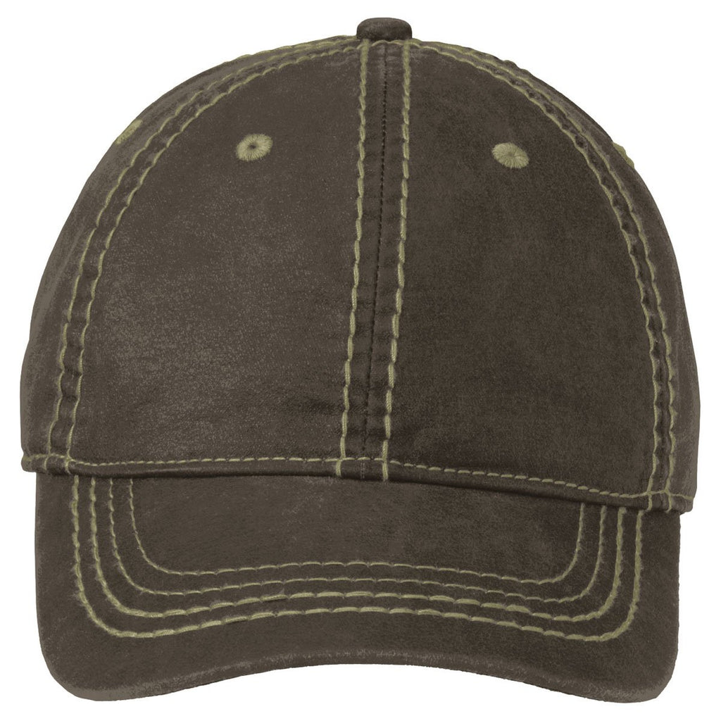 Port Authority Brown Pigment Print Distressed Cap